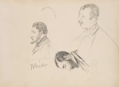 Sketches of Men in Profile av Edgar Degas