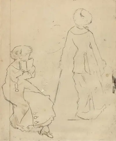 Study for ‘Mary Cassatt at the Louvre’ (verso) av Edgar Degas