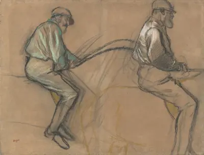 Two Studies of a Jockey av Edgar Degas