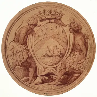Projet de médaille pour la Compagnie des Indes av Edmé Bouchardon