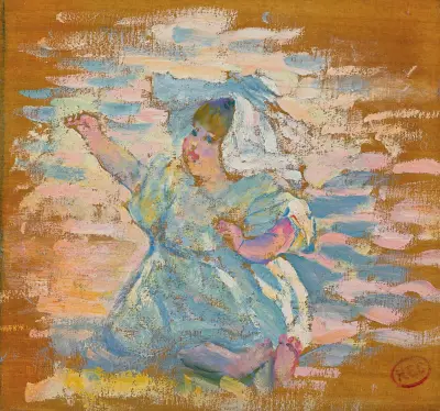 Étude pour ‘Mère jouant avec son enfant’ av Henri-Edmond Cross