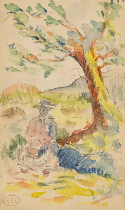 Kvinna under ett träd av Henri-Edmond Cross