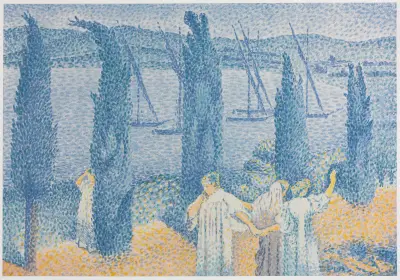 The Promenade (Landscape With Cypresses) av Henri-Edmond Cross