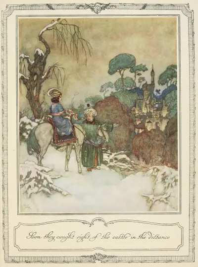 Soon they caught sight of the castle in the distance av Edmund Dulac