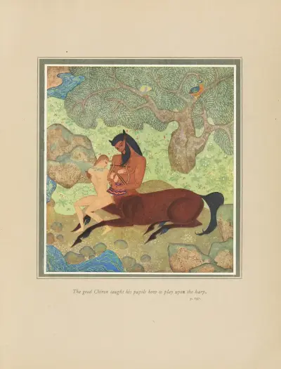 Den gode Chiron lärde sina elever att spela harpa av Edmund Dulac