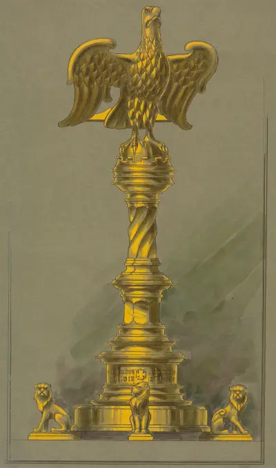 Entwurf für Jones and Willis, Metall- und Holzarbeiter und Hersteller von Kirchenmöbeln in Birmingham und London – Nr. 14 von George Edmund Street