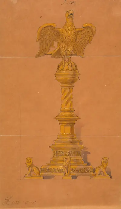 Entwurf für Jones und Willis, Metall- und Holzarbeiter und Hersteller von Kirchenmöbeln in Birmingham und London – Nr. 15 von George Edmund Street