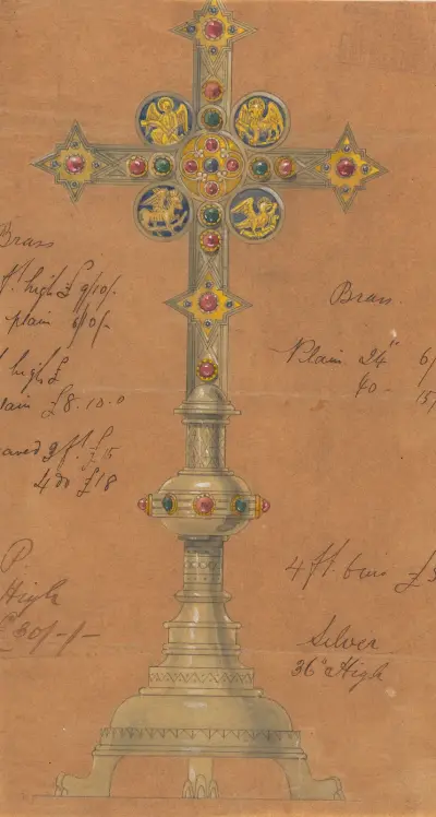 Entwurf für Jones and Willis, Metall- und Holzarbeiter sowie Kirchenmöbelhersteller aus Birmingham und London – Nr. 19 von George Edmund Street
