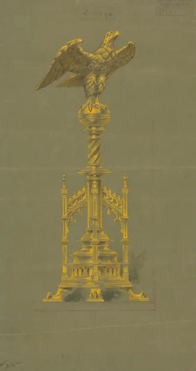 Entwurf für Jones und Willis, Metall- und Holzarbeiter und Kirchenmöbelhersteller aus Birmingham und London – Nr. 21 von George Edmund Street