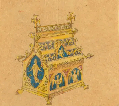 Design executed for Jones and Willis, metal and wood-workers and church furniture manufacturers of Birmingham and London – nr 4 av George Edmund Street