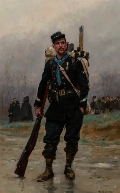En fransk infanterist från fransk-tyska kriget av Jean-Baptiste Édouard Detaille