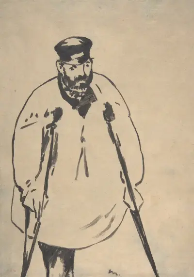 A Man on Crutches av Édouard Manet