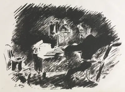 Illustration for The Raven by Edgar Allan Poe av Édouard Manet