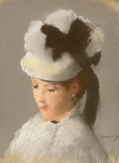 Jeune femme au chapeau blanc av Édouard Manet