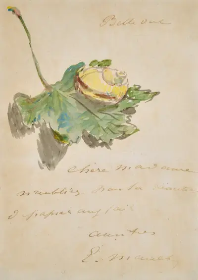 Letter Decorated with a Snail on a Leaf av Édouard Manet