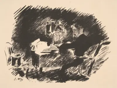 Once upon a Midnight Dreary (sous la lampe) av Édouard Manet