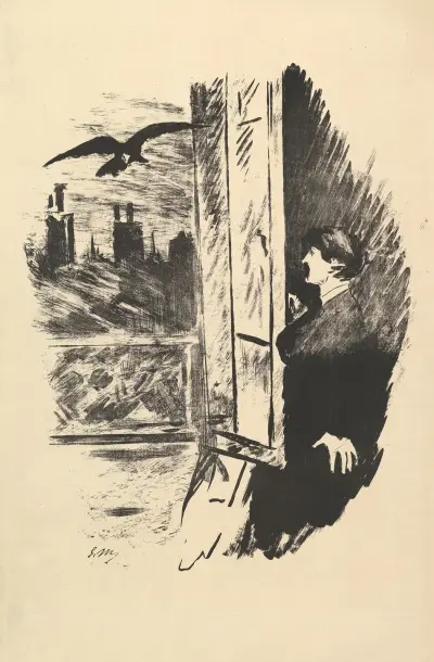 Open Here I Flung the Shutter. Illustration to The Raven by Edgar Allan Poe av Édouard Manet