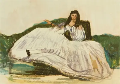Portrait of Jeanne Duval or Woman with Fan av Édouard Manet