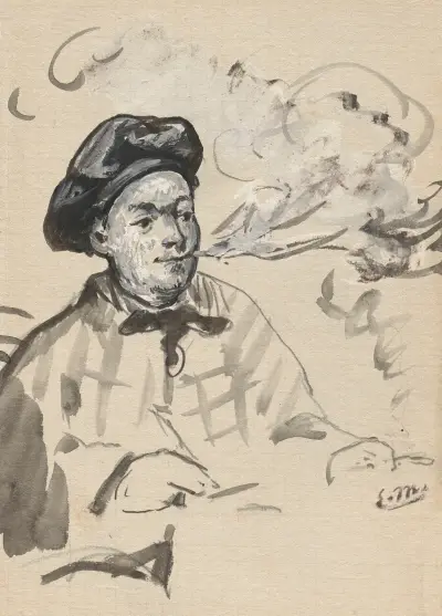 Théodore de Banville écrivant et fumant la cigarette av Édouard Manet
