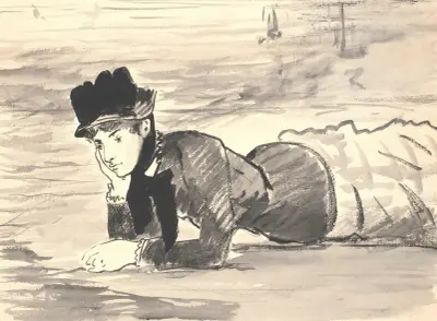 Kobieta leżąca na plaży. Annabel Lee, Édouard Manet