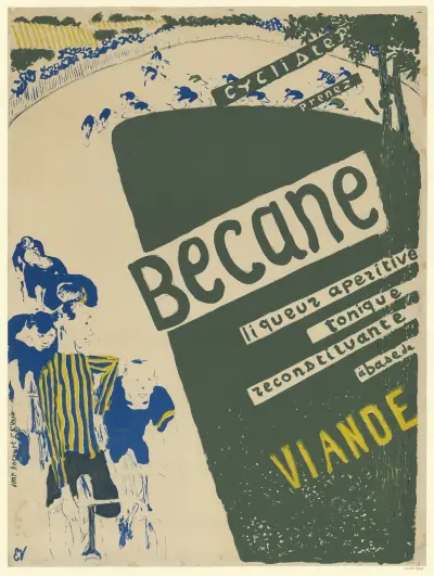 Cyclistes, prenez, Becane, liqueur aperitive, tonique, reconstituante, à base de, viande av Édouard Vuillard
