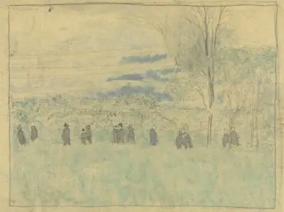 Landschap met wandelaars av Édouard Vuillard