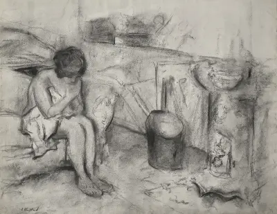 Nu assis dans l’atelier av Édouard Vuillard