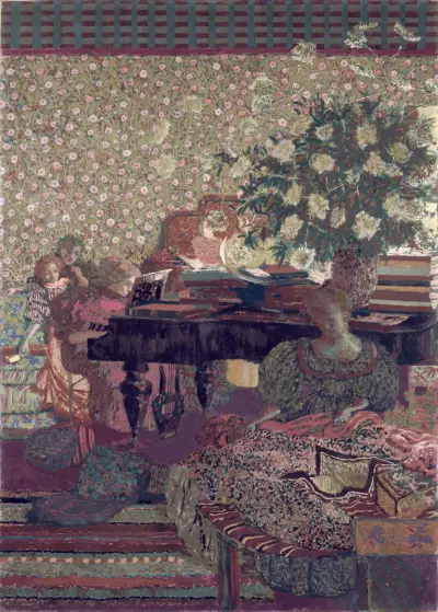 Personnages dans un intérieur. La musique av Édouard Vuillard