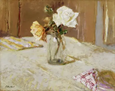 Roses in a Glass Vase av Édouard Vuillard