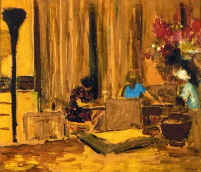 The Billiard Room at the Chateau at Clayes av Édouard Vuillard