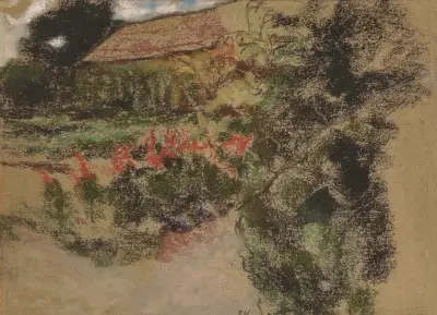Vue sur le potager des Clayes av Édouard Vuillard