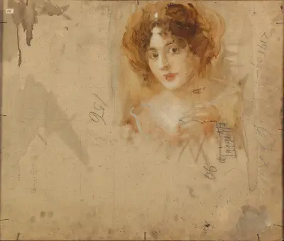 Dame mit Hut in gelbem Kleid – nr 2 av Eduard Veith
