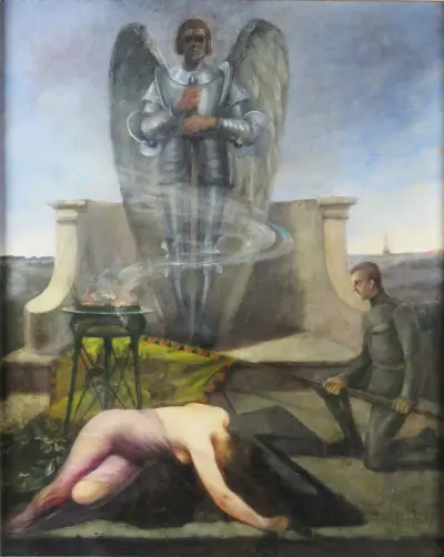 Ehrung an einem Heldendenkmal av Eduard Veith