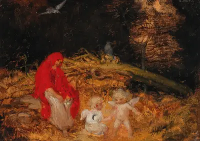 Waldfrau und Amoretten av Eduard Veith