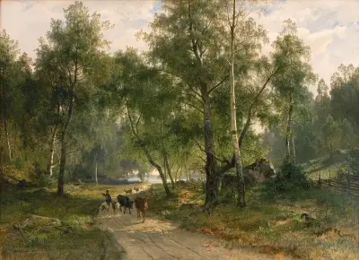 Beneath the Birches. Motif from Mälaren, Edvard Bergh