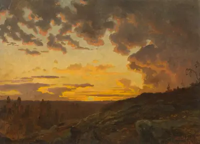 Sunset. Sketch av Edvard Bergh
