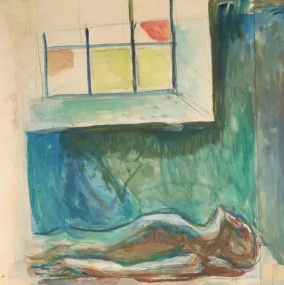 Manskropp på obduksjonsbordet av Edvard Munch