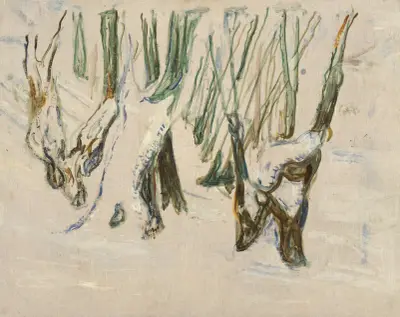 Rugged Trunks in Snow av Edvard Munch