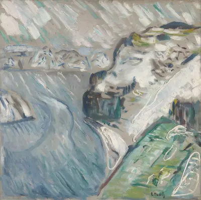Snowstorm by the Sea av Edvard Munch