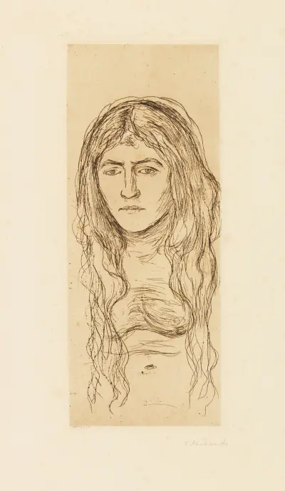Weib mit langem Haar av Edvard Munch