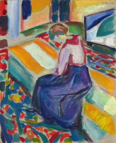 Woman Seated on a Couch av Edvard Munch