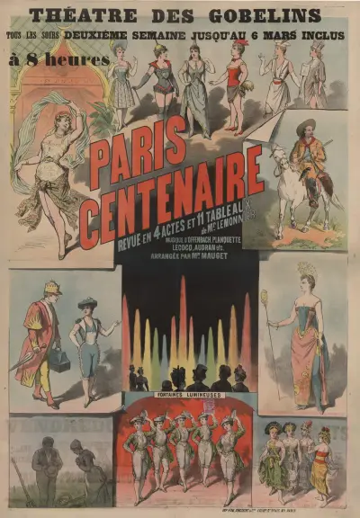 Théâtre des Gobelins. Paris centenaire revue. de Mr. Lemonnier av Edward Ancourt