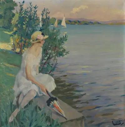 Auf der Seemauer av Edward Cucuel