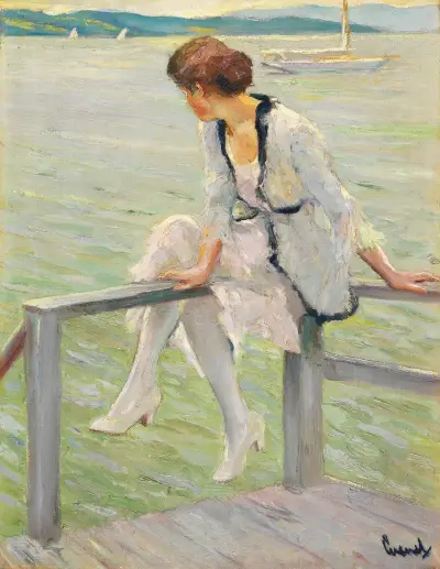 Young woman at Lake Starnberg av Edward Cucuel