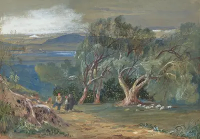 Utsikt mot Korfu från Viros av Edward Lear