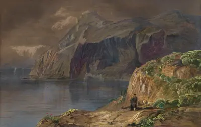 Utsikt mot Castel Sant'Angelo, Korfu av Edward Lear