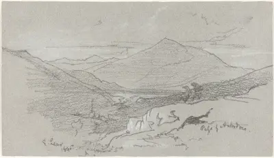 Bergs vy från Antrodoco av Edward Lear