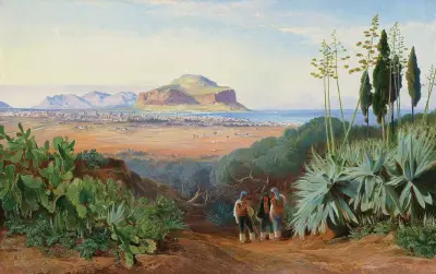 Palermo, Sicilien, med Monte Pellegrino av Edward Lear