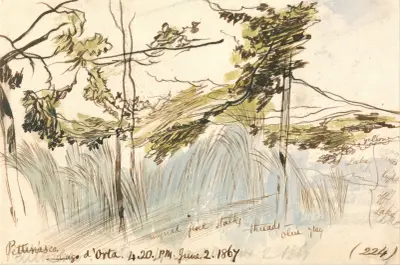 Pettenasco, Lago d’Orta, 4-20 pm, 2 June 1867 av Edward Lear