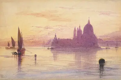 Santa Maria della Salute, Venedig, bei Sonnenuntergang von Edward Lear